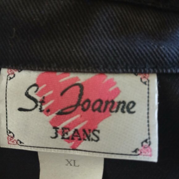 Vintage St Joanne Jeans Black Embroidered Denim Vest Women's XL - Picture 4 of 7